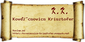 Kovácsovics Krisztofer névjegykártya